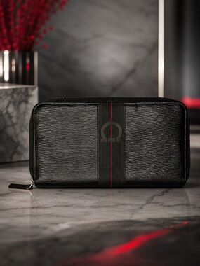 Salvatore Ferragamo Travel Organizer | Black Leather Zip | Passport Holder | New